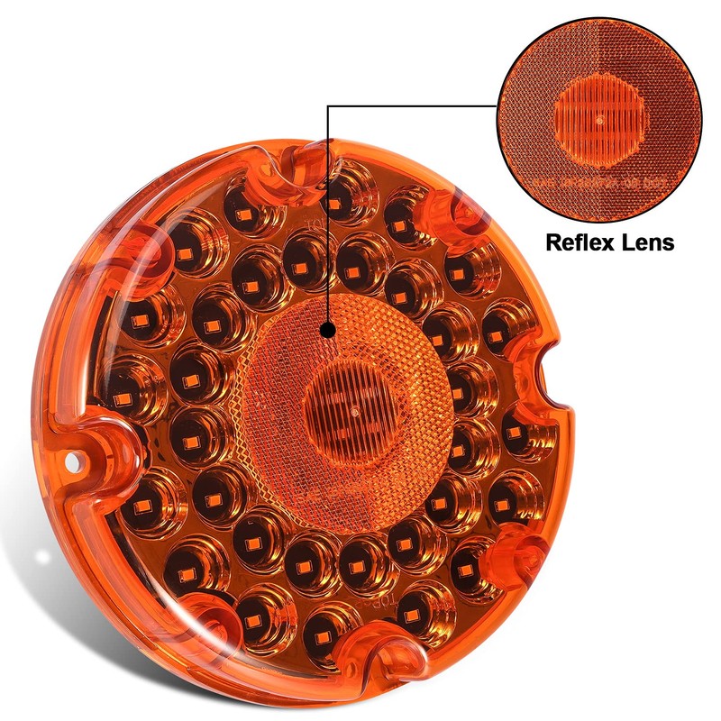Partsam 2Pcs 7" Round Transit Tail Lights Amber 36 LED,