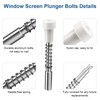 30 Pack Window Screen Plunger Latches 5/32" x 1-1/2", Plunger