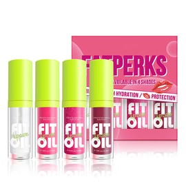 4 Colors Moisturizing Lip Oil Set, Big Brush Head Hydrating Lip Glow Oil, Shiny Moisturizing Lip Gloss, Nourishing & Non-Sticky Long Lasting Fresh Transparent Tinted Plumping Lip Oil- Set A