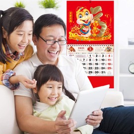 Chinese Wall Calendar 2025 The Year of Snake Year Wall Hanging Calendar Lunar Calendar 2025 for Chinese New Year Home Office Chinese Restaurant Supermarket Decorations (金蛇送福)