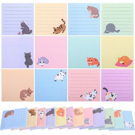 12 Pack Cat Sticky Notes Small to Do List Notepad Funny Cute Note Pads Kitty Sticky Notes Cat Theme Self Stick Note Pads Memo Pads for Office School Supplies, 600 Sheets in Total (Vivid)