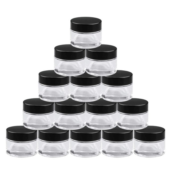 Encheng 15Pack of 2 oz Clear Round Glass Jars, with Inner Liners and Lids, Empty Cosmetic Containers,Cream jars … …