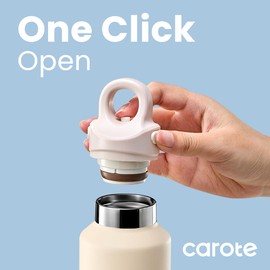 CAROTE 2-Pack Insulated Stainless Steel Water Bottles, One Click Open Tumblers with Removable Silicone Boot Sleeve, Leakproof and BPA Free, Great for Travel, 20 Oz, Blue and Purple