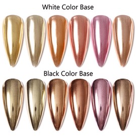 6 Boxes Chrome Nail Powder Metallic Mirror Effect Chrome Powder for Nails Silver Brown Bronze Chrome Powder Fall Winter Nail Glitter Powders for Gel Polish Nail Art Decoration Home DIY Salon