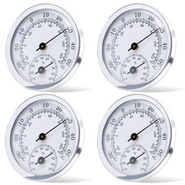 GOEDCH Set of 4 Thermo-Hygrometer: Thermometer Hygrometer Indoor Analogue Room Thermometer and Humidity Meter Analogue Precision Thermo-Hygrometer for Room Climate Control, Analogue (58 mm)