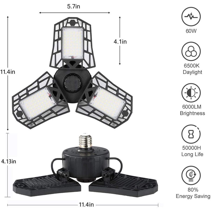 LED Garage Light - 6000 Lumen 2800K Warm White 60W,