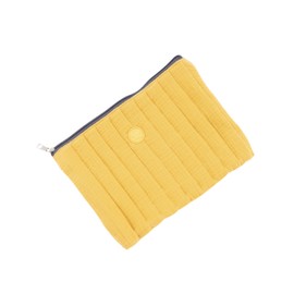 Kulturbeutel aus Baumwolle mit Stern, doppeltem Reißverschluss, Tragegriff, 20 x 12 x 12 cm, Neonrosa, Ocker, Meeresgrün, Flacher Ocker, Klassisch