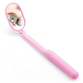 Miuffue Lash Mirror for Eyelash Extensions, 2inch Foldable Eyelash Mirror for Easy Storage, Light-Weight Adjustable Makeup Mirror for Lash Tech Supplies, Pink