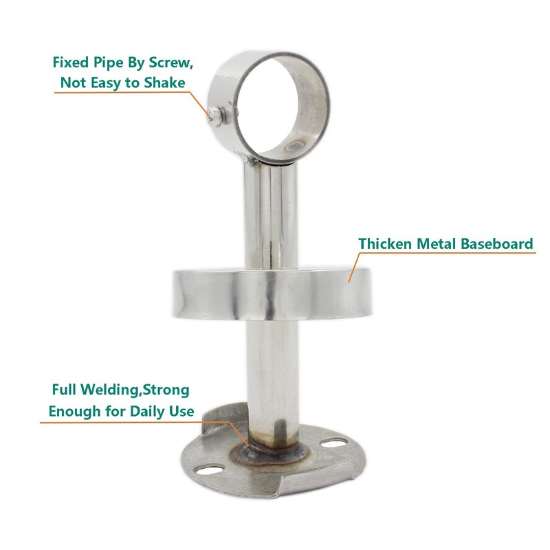 2 Pack Ceiling Mount Bracket, Stainless Steel Wardrobe Pipe Bracket