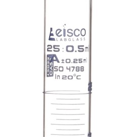 Graduated Cylinder, 25ml - Class A Tolerance ±0.25ml - Round Base - Blue Graduations - Borosilicate 3.3 Glass - Eisco Labs