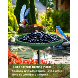 WiwiIron Bird Baths for Outdoors Heavy Duty, 38.5 Inch Detachable Birdbaths for The Garden Clearance, Bird Bath Bowl Spa & Birdfeeder with Metal Stake Stand for Outdoors Garden, Circle Style (Green)