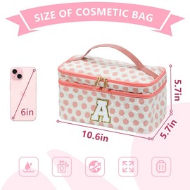 SEFORICO Birthday Gifts for Teens Girls - Makeup Bag for Women Makeup Case Cosmetic Bag Waterproof Travel Make Up Bag Vanity Case Polka-dot Travel Toiletry Bag(Pink P)