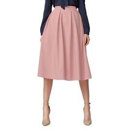 Urban GoCo Women's A-Line Pleated Flared Midi Skirt - pink, size: xl