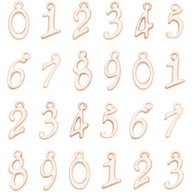 100pcs Antique Rose Gold Plated Number 0-9 Digital Charms Pendant DIY Bracelets Necklace Jewelry Making Craft Wholesale 9mm x19mm(A341)