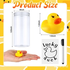 Realspring Classroom Management Lucky Ducks,36 Pcs Teacher Graduation Rubber Ducks with a Pen and a Plastic Jar, Back to School Season Classroom Management Tool(Style 2)