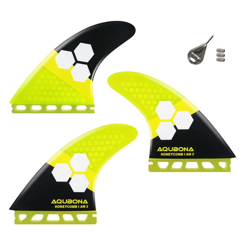 Surfboard Double Tab Fin Compatible, Set of 3, Size, Carbon,
