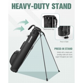 RIOROO Sunday Golf Bag, Lightweight Golf Stand Bag Mens Golf Bag Portable Par 3 Golf Bag with Cooler Bag, Strap, Multiple Pockets and Stand