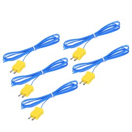 MECCANIXITY 5pcs K Type Thermocouple Mini Connector Temperature Sensor Probes PTFE 6.6ft -50 to 260°C(-58 to 500°F), Blue