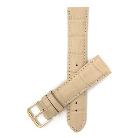 Bandini 18mm Womens Italian Leather Watch Band Strap - Beige - Alligator Pattern - Gold Buckle