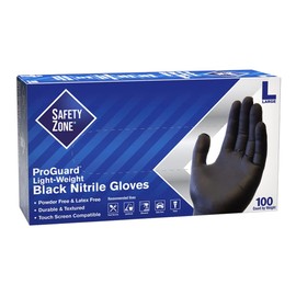 Safety Zone GNPR-XL-BK GNPR Black Standard, Textured Powder-Free, Nitrile Gloves, XL(1 Box of 100)