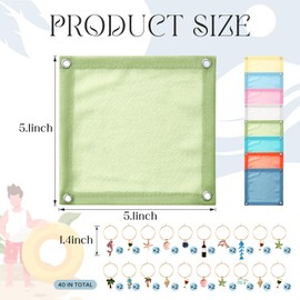 Mumufy 8 Set Wine Glass Covers with Wine Charms, 8 Weighted Breathable Portable Veils Covers to Keep Bugs out 40 Charms Rings for Restaurant Picnic Dinners Housewarming Gifts(Fresh,Cute)