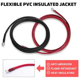 4 AWG 3ft High Amp Pure Copper Battery Cable with 5/16″ and 7/16″ Lugs, Professional Series 4 Gauge Wire Cables for Car, RV, Boat, Marine & Solar