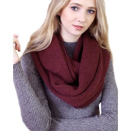 Viverano Pure Organic Cotton Knit Infinity Scarf, Soft, Eco-Friendly, Non-Toxic (Holiday Merlot Red)