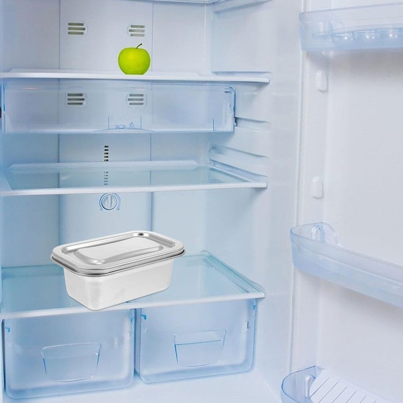 LALADEFIEE 2Pcs Stainless Steel Refrigerator Storage Box Set with Airtight