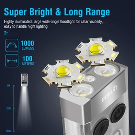 BORUIT V10 LED Small Powerful EDC Flashlight with 365nm UV Red Green Blue Light,Super Bright 1000 LM USB C Rechargeable Powered Mini Pocket Keychain Flash Light-14 Modes,Tail Magnet,Beeping Sound