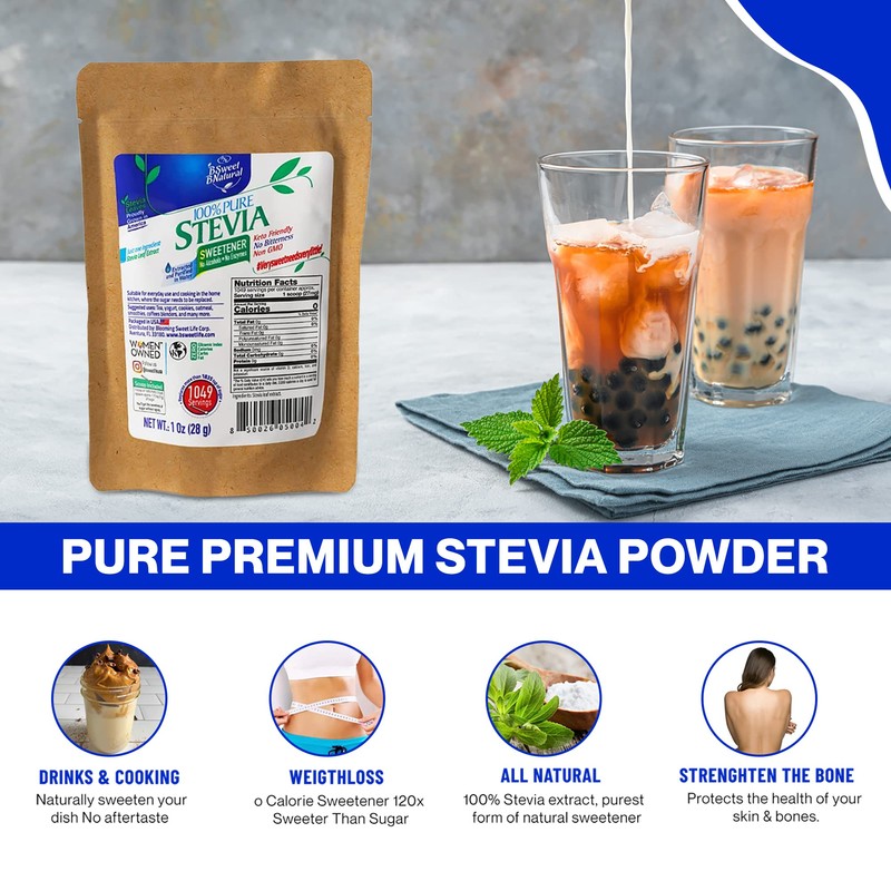 Stevia Powder 100% Pure, 2 Oz, No Artificial Sweetener. 2098
