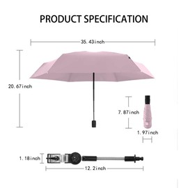 Adjustable Steering Angle, Clip-On All-Round Protection, Convenient and Lightweight, for Sun Protection Lightweight, Easy to Install, Stroller Umbrella, Baby Umbrella Stroller Accessory. (Pink)