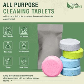 EVERLYGREEN All Purpose Cleaner Tablets – Family Pack – Natural Kitchen Cleaner – Glass, Bathroom & Water Stain Remover – Eco-Friendly – Bathtub Cleaner – Cleansing & Moisturizing - 4 Tablet of 5 Gram