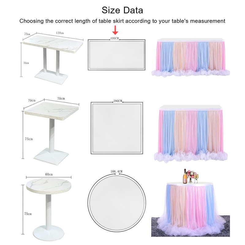 aromm Tulle Table Skirt Cover for Baby Shower Wedding Parties