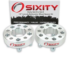 2 pc Sixity 1.5" 5x4.5 Wheel Spacers compatible with Lincoln Aviator Continental III Mark VII Town Car 1/2-20tpi 1.25in Studs Lugs
