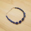 Blue Lapis Lazuli Bracelet for women Barrel Oval Beads Sterling