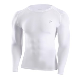 Runhit UPF 50+ Men's Compression Shirts, Long Sleeve Compression Shirts Quick Dry, Football Baselayer for Men White M