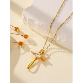 AENEAS Moissanite Cross Necklace for Women Sterling Silver Gold Plated Cross Pendant Crufix Baptism Faith Jewelry Gifts for Women