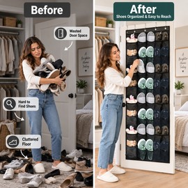 Over-the-Door Shoe Organizer for Space-Saving Storage – Foldable Mesh Pockets for Closets & Entryways