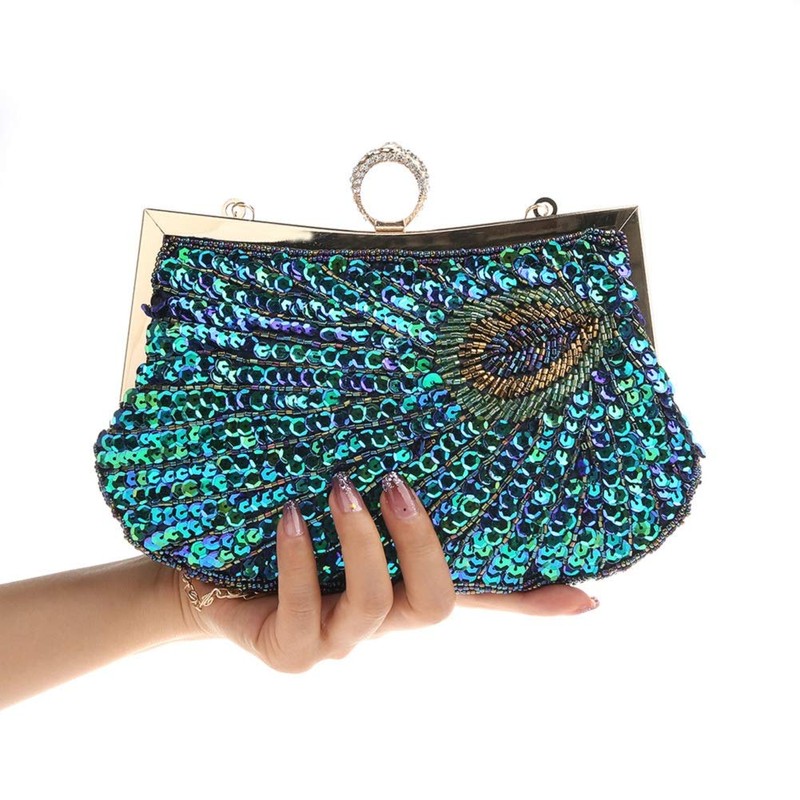KISSCHIC Women's Handbag Unique Luxury Sequins Beaded Evening Bags Clutch