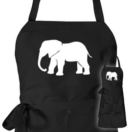 huuraa Elephant Silhouette Gift Apron Cooking Apron Cotton Elephant Gift Idea, black, One size fits all