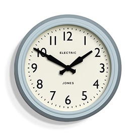 Jones ClocksÂ® Telecom Retro Wall Clock Vintage Design in Blue - Kitchen Clock - Living Room Clock - Office Clock - Retro Clock - Designer Clock - Easy Read Dial (Clear Blue)