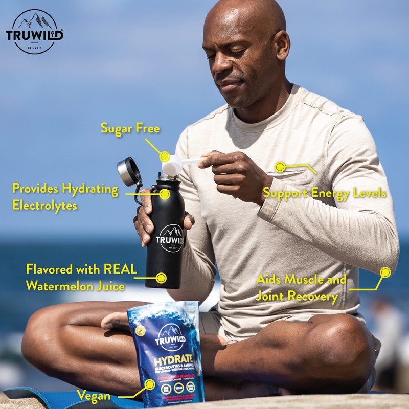 TruWild Natural Hydration Powder with Zero Sugar, Vegan Electrolytes +
