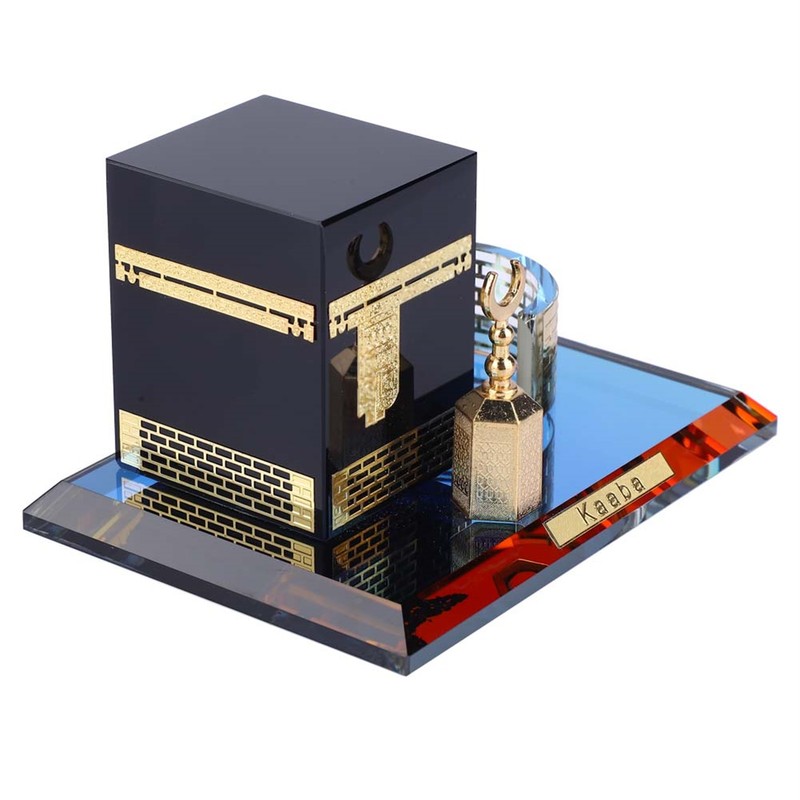 Muslim Crystal Gilded Kaaba Three Piece Model Islamic Building Handicrafts