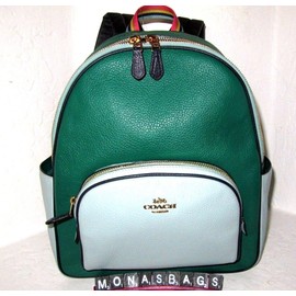 Coach C2797 ﻿Court Backpack Bag Green Light Teal Blue Leather NWT $398