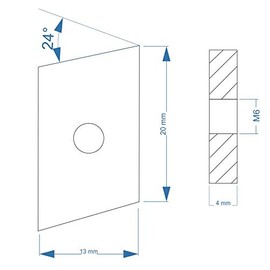 Slot Nut | Threaded Plate Rhombus 20 x 13 x 4 mm M6 Thread Angle 24° | Galvanised Steel 5-8um (Pack of 10)