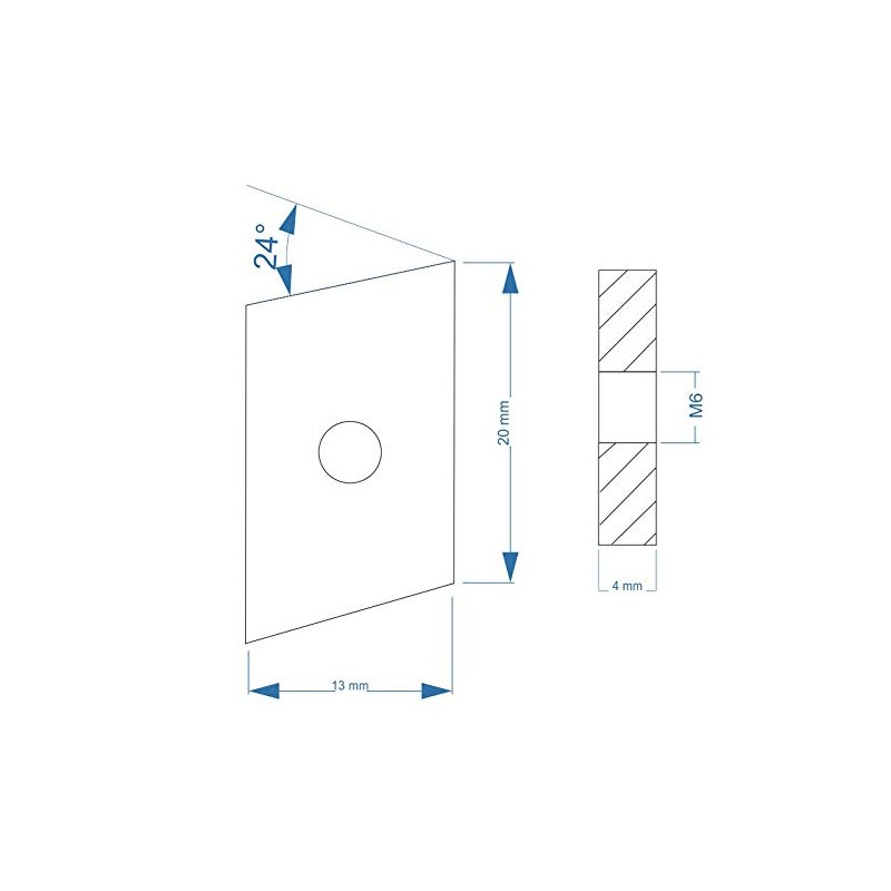 Slot Nut | Threaded Plate Rhombus 20 x 13 x
