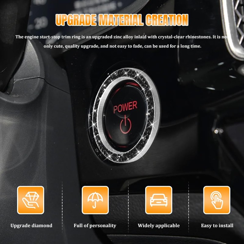 QZTYTY 2PCS Car Engine Start Stop Decoration Ring, Car Start