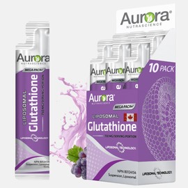 Aurora Nutrascience Aurora Liposomal Glutathione 750mg | Made in Canada | Maximum Absorption, Powerful Antioxidant, Skin Health | Natural Health Product | Single-Serve Liquid Packets | Made in Canada | NPN 80124154 (10 Pack)