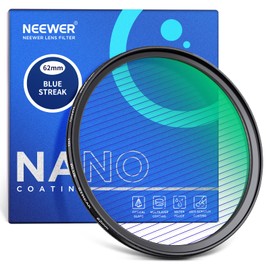 Neewer 62mm Blue Streak Filter, HD Optical Glass 360° Rotatable Anamorphic Flare Special Effects Lens Filter, 28 Layer Multi Resistant Coated Aluminum Alloy Frame