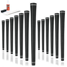 Karma Revolution Midsize (+1/32") Golf Grip Kit with Grip Tape, Solvent, Rubber Vise Clamp, 13 Black No Alignment Necessary Easy Installation All-Weather Performance Replacement 360 Golf Grips for Men